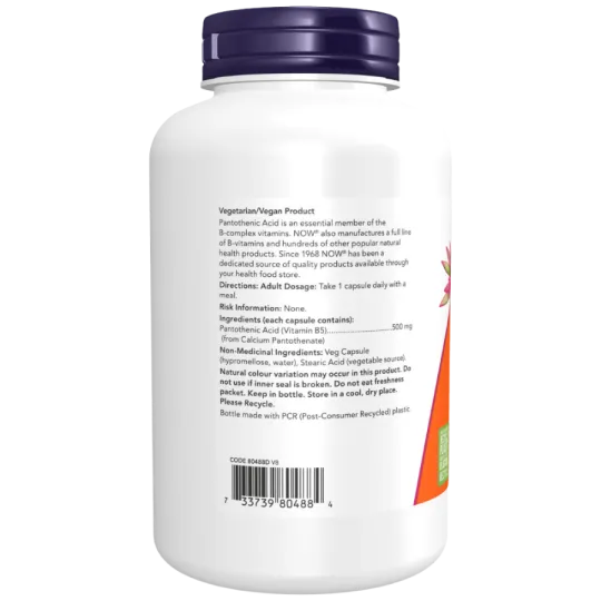 NOW Foods Pantothenic Acid 500 mg, 250 Capsules | 每天不同折扣, 全网最低价格 | 种类齐全的保健品店铺 VITASHOP, 只有你想不到, 没有你买不到 !