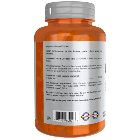 NOW Foods L-Glutamine 1000 mg, 120 Capsules | Unbeatable Prices, Daily Deals | VITASHOP