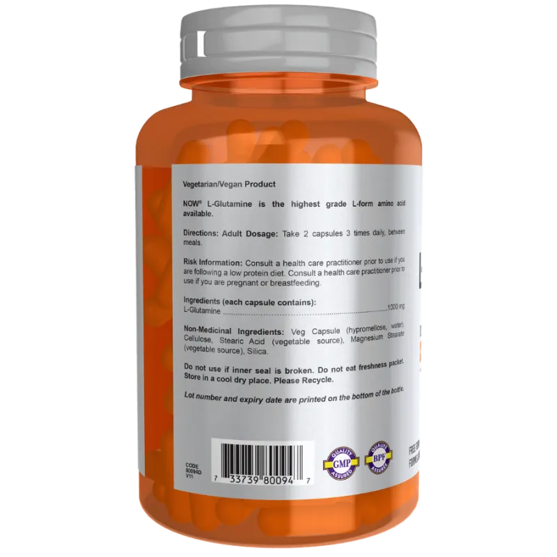 NOW Foods L-Glutamine 1000 mg, 120 Capsules | Unbeatable Prices, Daily Deals | VITASHOP