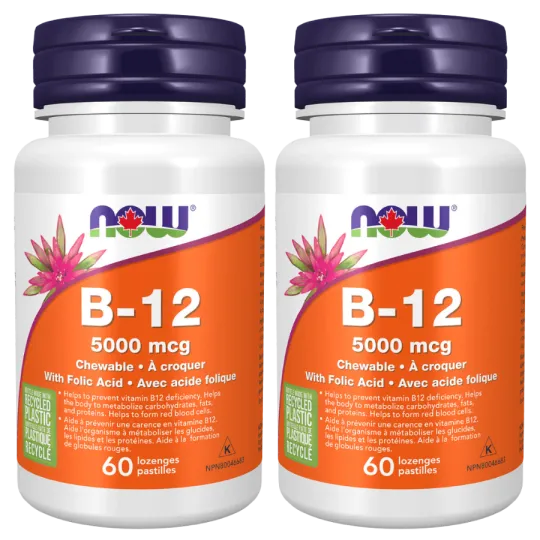 NOW Foods [2 for Deal] B-12 5000 微克, 60 片装 | 每天不同折扣, 全网最低价格 | 种类齐全的保健品店铺 VITASHOP, 只有你想不到, 没有你买不到 !