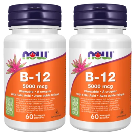 NOW Foods [2 for Deal] B-12 5000 微克, 60 片装 | 每天不同折扣, 全网最低价格 | 种类齐全的保健品店铺 VITASHOP, 只有你想不到, 没有你买不到 !