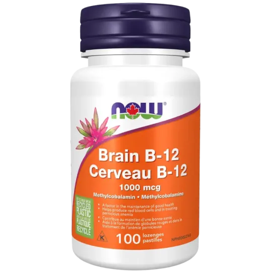 NOW Foods Brain B-12 with 1000 mcg Methylcobalamin, 100 Lozenges | Unbeatable Prices, Daily Deals | VITASHOP