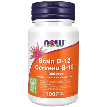 NOW Foods Brain B-12 with 1000 mcg Methylcobalamin, 100 Lozenges | Unbeatable Prices, Daily Deals | VITASHOP