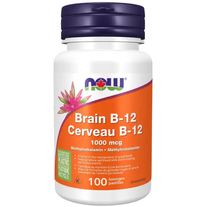 NOW Foods Brain B-12 with 1000 mcg Methylcobalamin, 100 Lozenges | Unbeatable Prices, Daily Deals | VITASHOP
