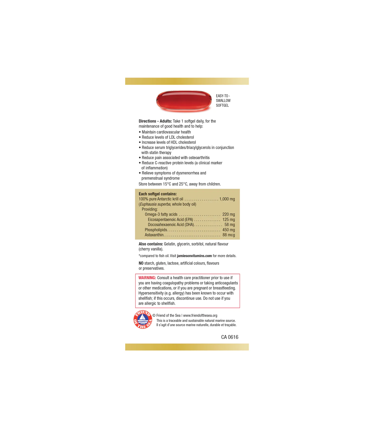 Jamieson 자미에슨 울트라 스트렝스 크릴 1000 mg 30 소프트젤 | 매일 업데이트되는 특가 상품 | VITASHOP