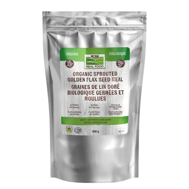 NOW Foods Organic Sprouted Golden Flax Seed Meal, 400 g | Unbeatable Prices, Daily Deals | VITASHOP