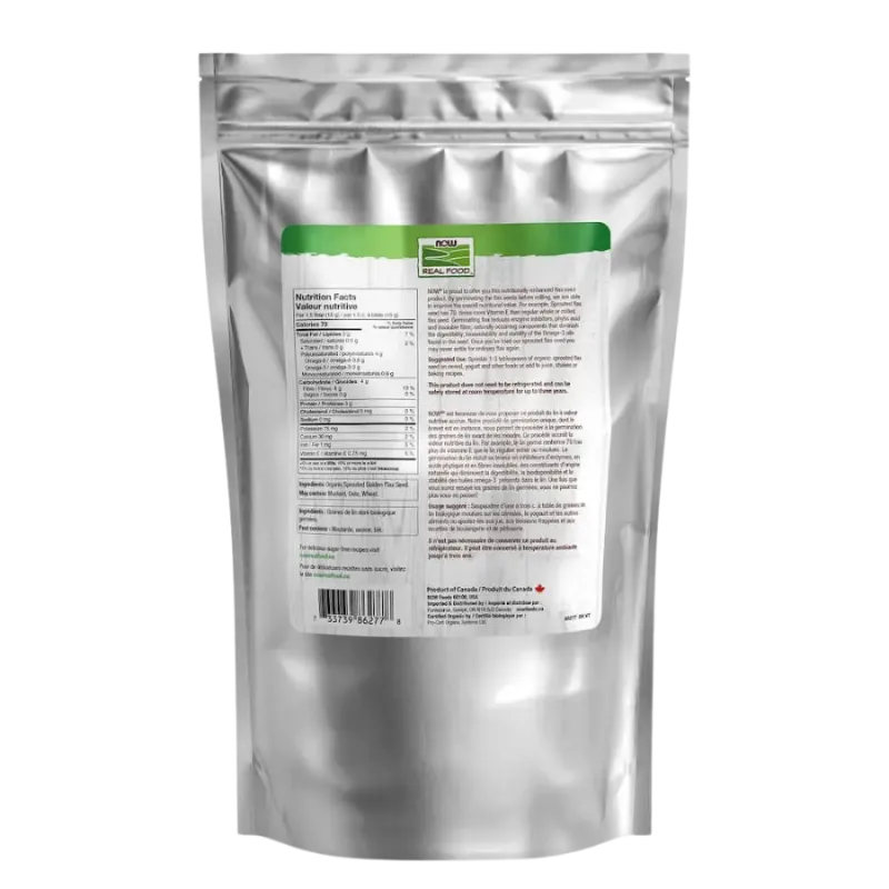 NOW Foods Organic Sprouted Golden Flax Seed Meal, 400 g | Unbeatable Prices, Daily Deals | VITASHOP