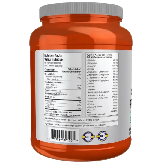 Protéine de pois biologique non aromatisée, 680 g | Safest & Easiest Shopping Vitamins Online | VITASHOP