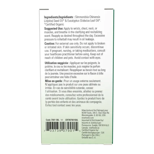Eucalyptus organique EO Roll-On, 10 mL | Safest & Easiest Shopping Vitamins Online | VITASHOP