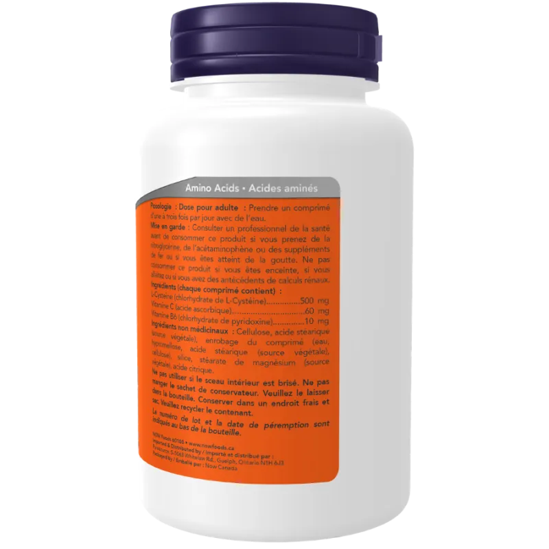 L-Cystéine 500 mg, 100 Comprimés | Safest & Easiest Shopping Vitamins Online | VITASHOP