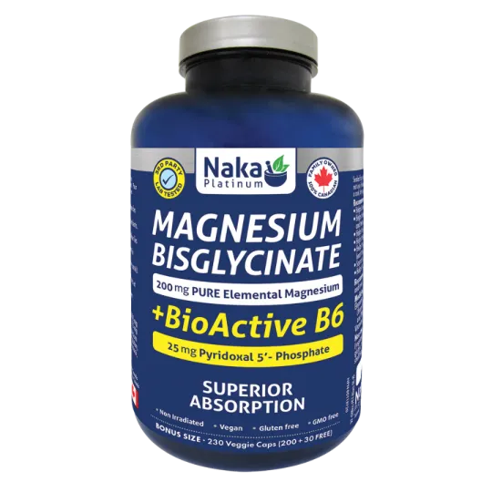 Naka Platinum Magnesium Bisglycinate 200 mg + Bioactive B6 230 Vegi Capsules | Unbeatable Prices, Daily Deals | VITASHOP
