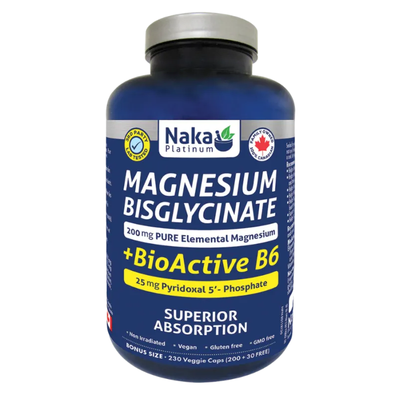 Naka Platinum Magnesium Bisglycinate 200 mg + Bioactive B6 230 Vegi Capsules | Unbeatable Prices, Daily Deals | VITASHOP