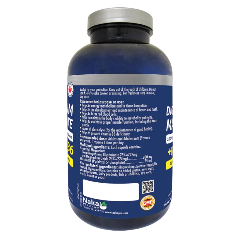 Naka Platinum Magnesium Bisglycinate 200 mg + Bioactive B6 230 Vegi Capsules | Unbeatable Prices, Daily Deals | VITASHOP