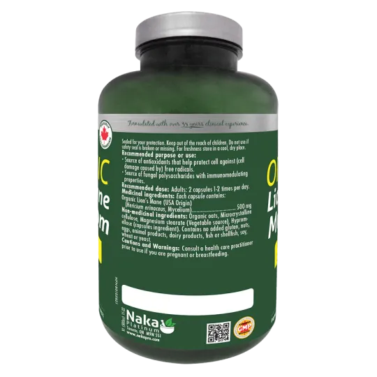 Naka Organic Lion's Mane Mushroom - 500mg , 75vcap | Unbeatable Prices, Daily Deals | VITASHOP