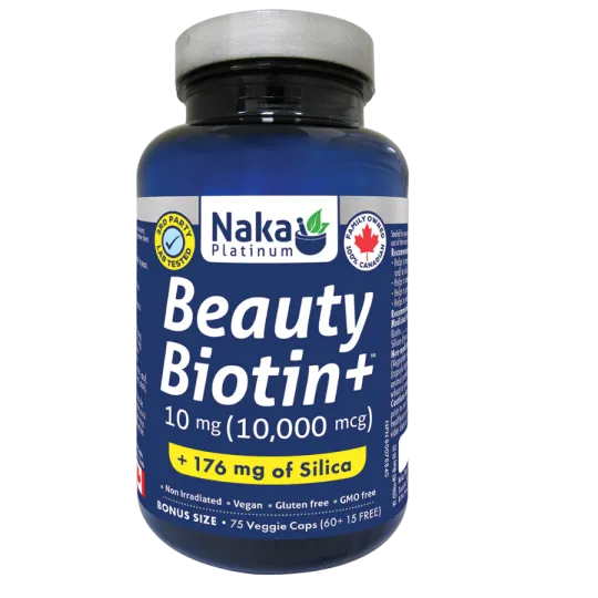Naka 나카 Platinum Beauty Biotin+ 10,000 mcg + 실리콘 75 식물성 캡슐 | 매일 업데이트되는 특가 상품 | VITASHOP