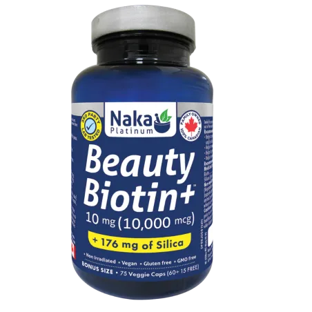 Naka 나카 Platinum Beauty Biotin+ 10,000 mcg + 실리콘 75 식물성 캡슐 | 매일 업데이트되는 특가 상품 | VITASHOP