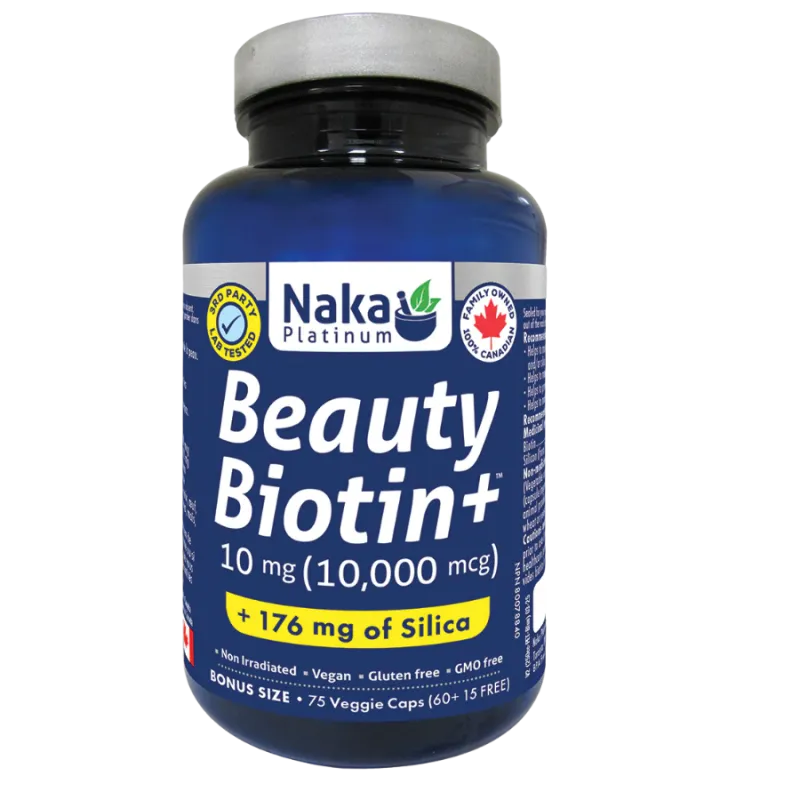 Naka 나카 Platinum Beauty Biotin+ 10,000 mcg + 실리콘 75 식물성 캡슐 | 매일 업데이트되는 특가 상품 | VITASHOP