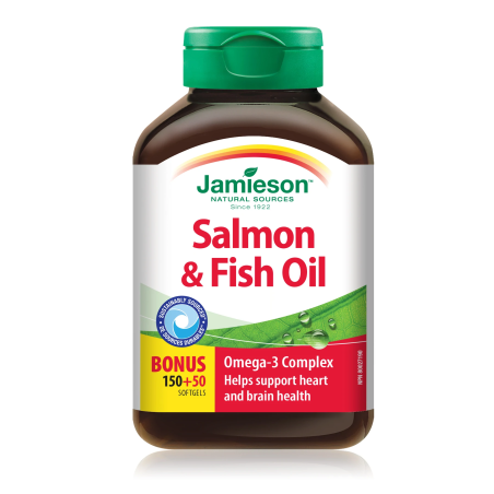 Jamieson Salmon & Fish Omega-3 1000 mg 150+50 Softgels | 每天不同折扣, 全网最低价格 | 种类齐全的保健品店铺 VITASHOP, 只有你想不到, 没有你买不到 !