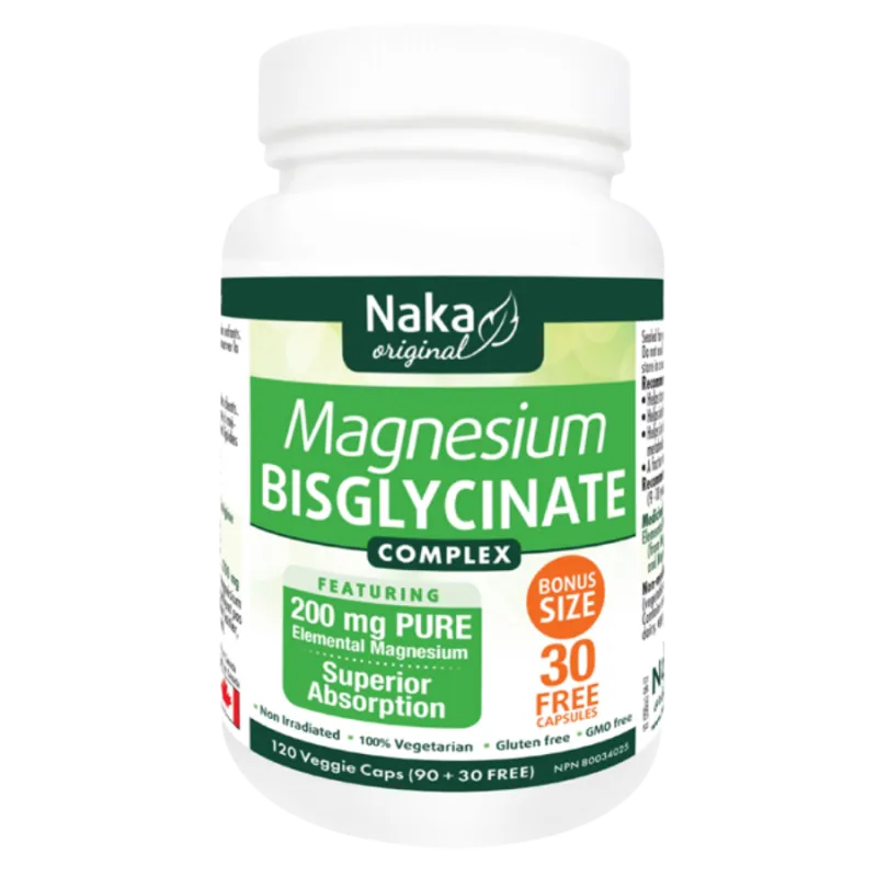 Naka 나카 마그네슘 비스글리시네이트 200 mg 120 식물성 캡슐 | 매일 업데이트되는 특가 상품 | VITASHOP