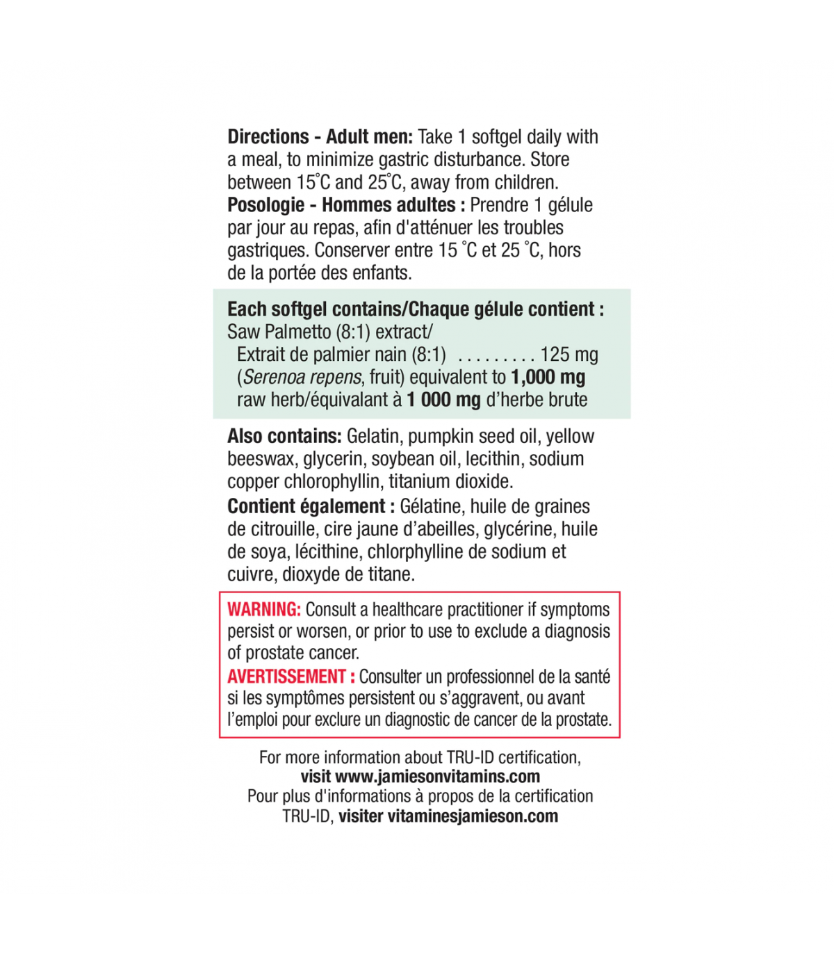 Jamieson Prostease Saw Palmetto 1,000 mg 30+30 Softgels | 每天不同折扣, 全网最低价格 | 种类齐全的保健品店铺 VITASHOP, 只有你想不到, 没有你买不到 !