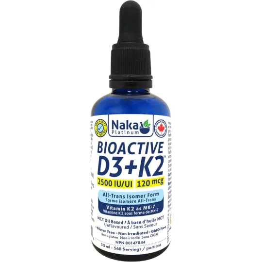NAKA Platinum BioActive D3+K2 dans l'huile MCT 2500UI 50mL | Prix imbattables, Offres quotidiennes | VITASHOP