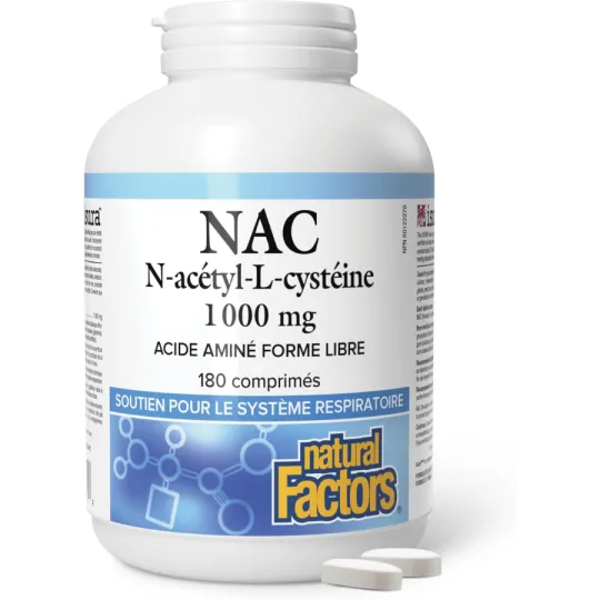 Natural Factors N-Acétyl-L-Cystéine 1000 mg 180 Comprimés | Prix Imbattables, Offres Quotidiennes | VITASHOP