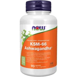 NOW Foods KSM-66 Ashwagandha 90 Gélules Végétales | Prix Imbattables, Offres Quotidiennes | VITASHOP