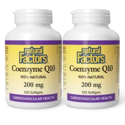 Natural Factors [2 for Deal] Coenzyme Q10 100% Natural 200 mg, 120 Softgels | Unbeatable Prices, Daily Deals | VITASHOP