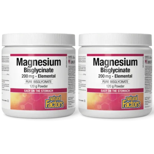 Natural Factors [2 for Deal] Magnesium Bisglycinate Pure 200 mg 120 g | Unbeatable Prices, Daily Deals | VITASHOP
