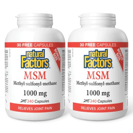 Natural Factors [2 for Deal] MSM 甲基磺酰基甲烷 1000 毫克, 240 粒胶囊 | 每天不同折扣, 全网最低价格 | 种类齐全的保健品店铺 VITASHOP, 只有你想不到, 没有你买不到 !