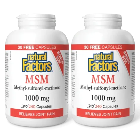 Natural Factors [2 for Deal] 내추럴 팩터스 MSM 메틸-설포닐-메탄 1000 mg, 240 캡슐 | 매일 업데이트되는 특가 상품 | VITASHOP