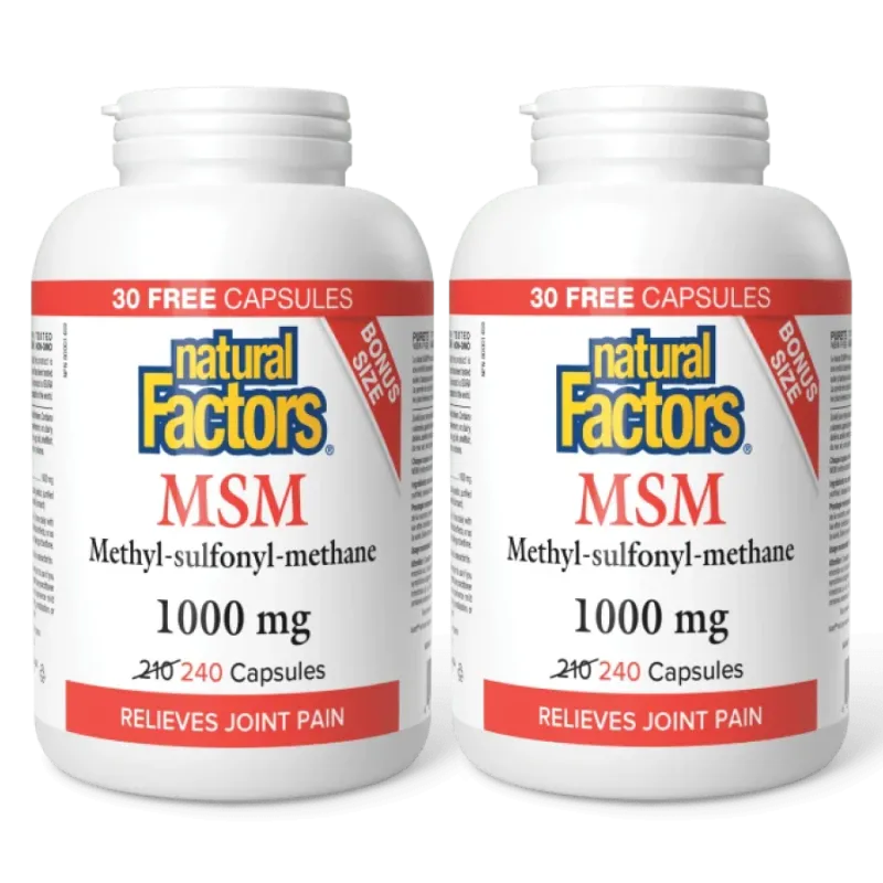 Natural Factors [2 for Deal] MSM Methyl-sulfonyl-methane 1000 mg, 240 Capsules | Unbeatable Prices, Daily Deals | VITASHOP
