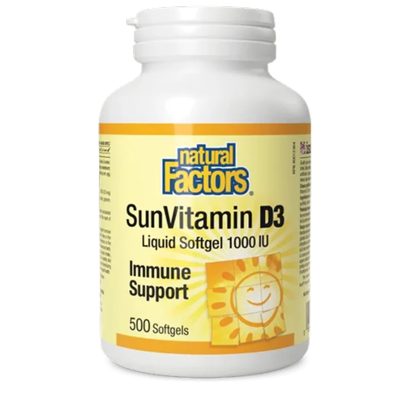 Natural Factors 내추럴 팩터스 SunVitamin D3 소프트젤 1000 IU 500 소프트젤 | 매일 업데이트되는 특가 상품 | VITASHOP