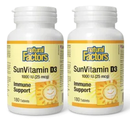 Natural Factors [2 for Deal] SunVitamin D3 1000 IU, 180 Tablets | Unbeatable Prices, Daily Deals | VITASHOP