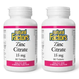 Natural Factors [2 for Deal] Zinc Citrate 15 mg, 90 Tablets | Unbeatable Prices, Daily Deals | VITASHOP