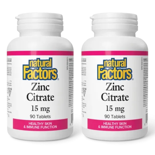 Natural Factors [2 for Deal] Zinc Citrate 15 mg, 90 Tablets | Unbeatable Prices, Daily Deals | VITASHOP
