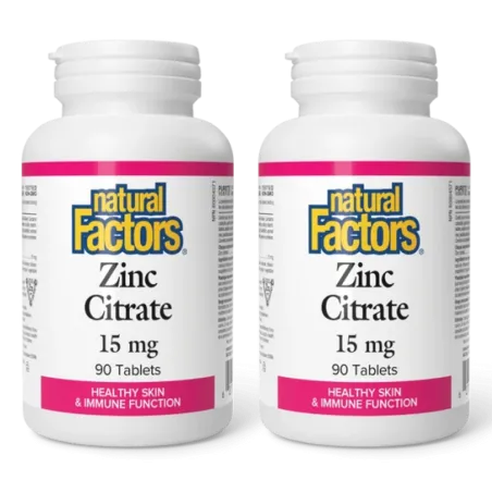 Natural Factors [2 for Deal] Zinc Citrate 15 mg, 90 Tablets | Unbeatable Prices, Daily Deals | VITASHOP