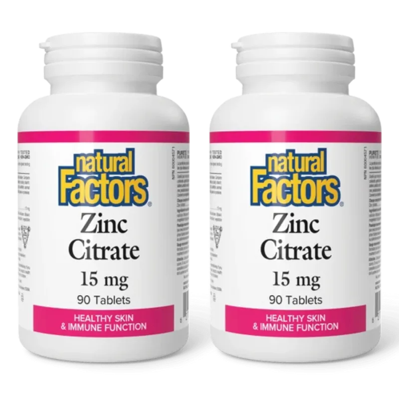 Natural Factors [2 for Deal] 柠檬酸锌 15 毫克, 90 片装 | 每天不同折扣, 全网最低价格 | 种类齐全的保健品店铺 VITASHOP, 只有你想不到, 没有你买不到 !