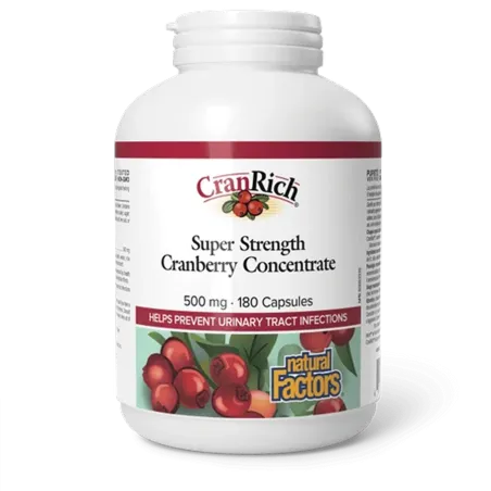 Natural Factors 내추럴 팩터스 CranRich 초강력 크랜베리 농축액 500 mg, 180 캡슐 | 매일 업데이트되는 특가 상품 | VITASHOP