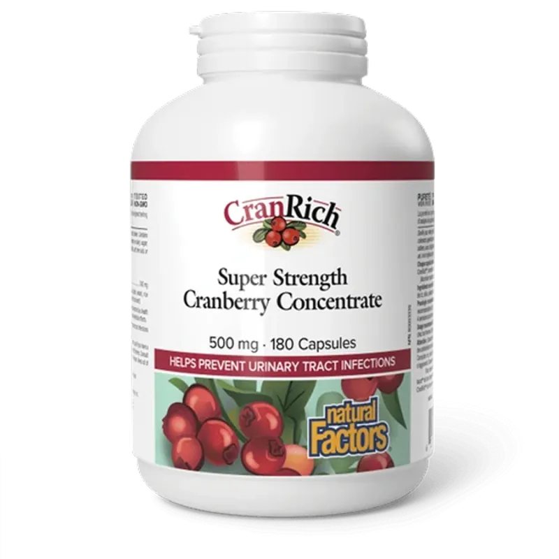Natural Factors 내추럴 팩터스 CranRich 초강력 크랜베리 농축액 500 mg, 180 캡슐 | 매일 업데이트되는 특가 상품 | VITASHOP