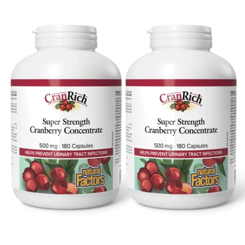 Natural Factors [2 for Deal] CranRich Super Strength Cranberry Concentrate 500 mg, 180 Capsules | Unbeatable Prices, Daily Deals