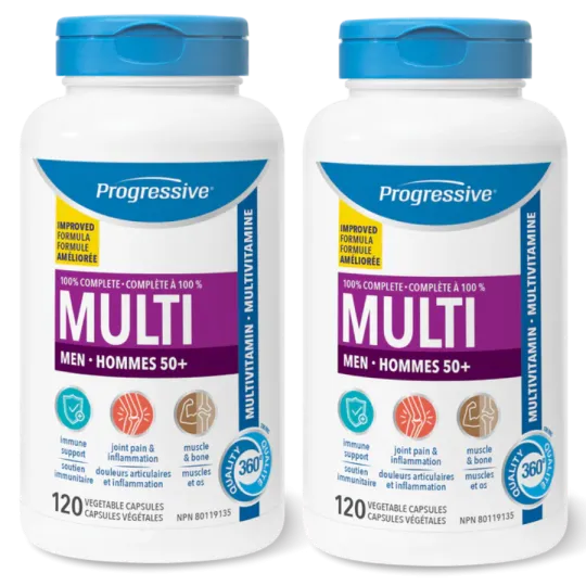 Progressive Nutritionals [2 for Deal] 프로그레시브 뉴트리션스 남성용 멀티 비타민 & 미네랄 50+ 120캡슐 | 매일 업데이트되는 특가 상품 | VITASHOP