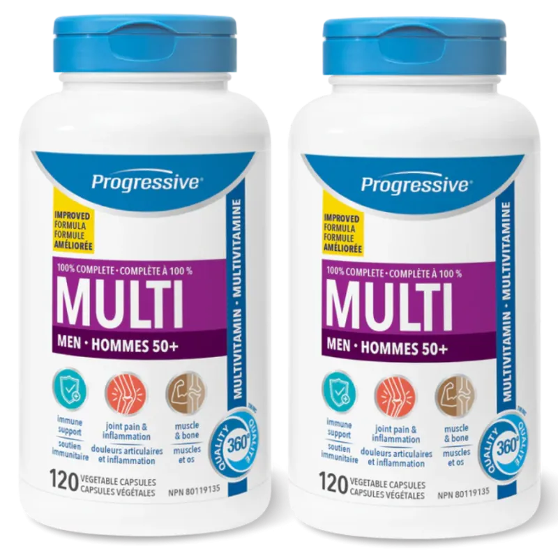Progressive Nutritionals [2 for Deal] 프로그레시브 뉴트리션스 남성용 멀티 비타민 & 미네랄 50+ 120캡슐 | 매일 업데이트되는 특가 상품 | VITASHOP