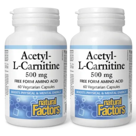 Natural Factors [2 for Deal] 내추럴 팩터스 아세틸-L-카르니틴 500mg, 식물성 캡슐 60정 | 매일 업데이트되는 특가 상품 | VITASHOP
