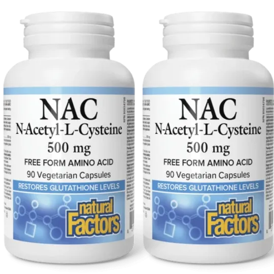 Natural Factors [2 for Deal] 내추럴 팩터스 N-아세틸-L-시스테인 500mg, 식물성 캡슐 90정 | 매일 업데이트되는 특가 상품 | VITASHOP
