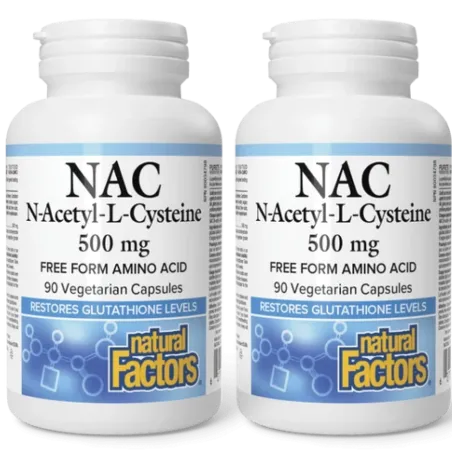 Natural Factors [2 for Deal] 내추럴 팩터스 N-아세틸-L-시스테인 500mg, 식물성 캡슐 90정 | 매일 업데이트되는 특가 상품 | VITASHOP