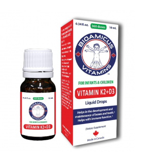 BIOAMICUS VITAMINE K2+D3 gouttes liquides 10 ml (EXPIRATION: NOV 2026)
