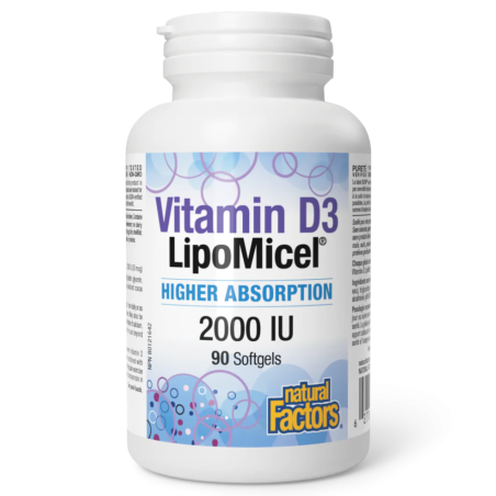 Natural Factors 비타민 D3 LipoMicel 2000 IU 90 소프트젤 | 최고의 가격, 데일리 특가 | VITASHOP