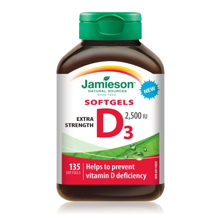 Jamieson Vitamin D3 Ex Strength 2,500 IU Gel 135 Softgels | Unbeatable Prices, Daily Deals | VITASHOP