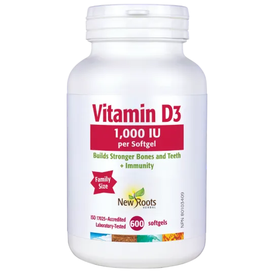 New Roots Vitamin D3 1,000 IU 600 Softgels | Unbeatable Prices, Daily Deals | VITASHOP